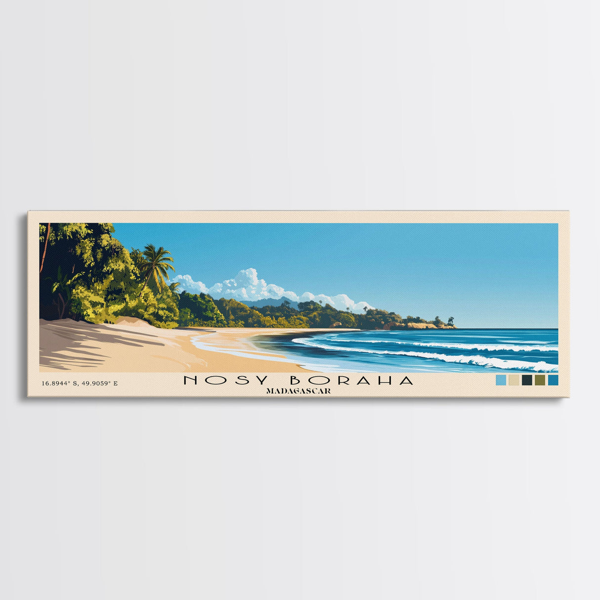 Nosy Boraha, Madagascar Panoramic Print, Vacation Gift, Madagascar Wall Art, Beach Painting, Beach Decor, Large Wall Art, Wood Frame Art