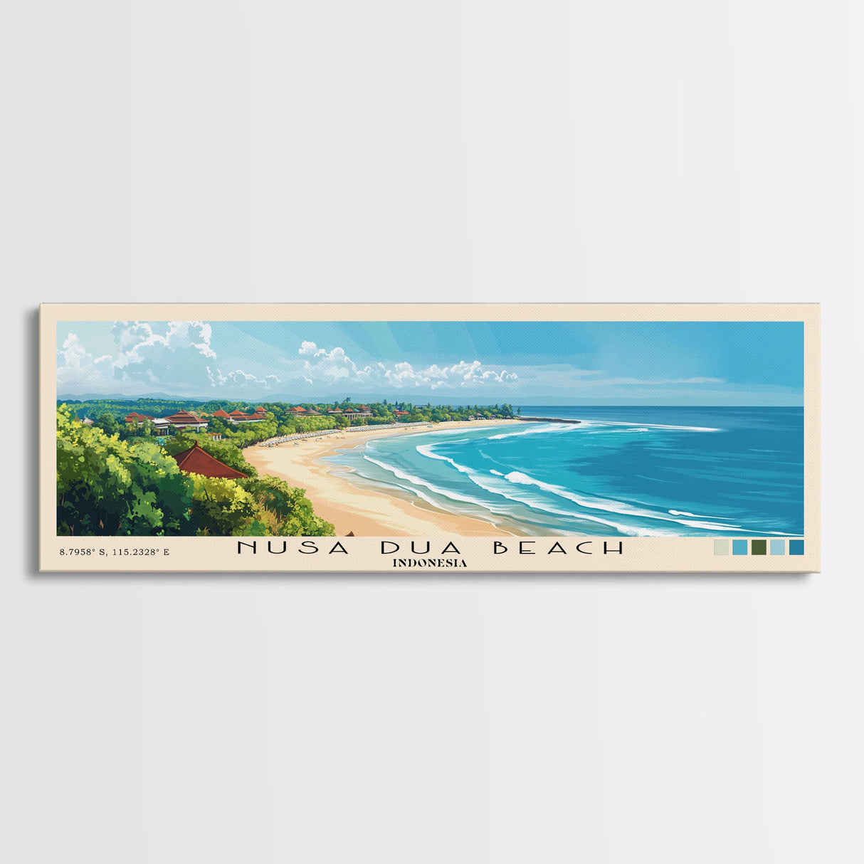 Nusa Dua Beach, Indonesia Panoramic Print, Vacation Gift, Indonesia Wall Art, Vacation Wall Art, Vacatation Memories, Beach Decor, Beach Or Lakehouse Art