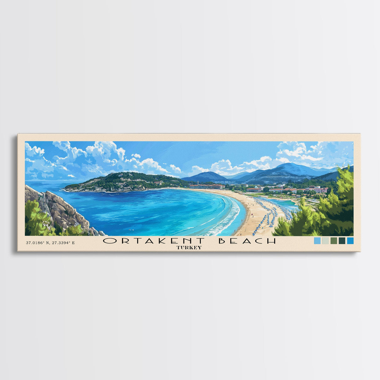 Ortakent Beach, Turkey Panoramic Print, Vacation Gift, Turkey Wall Art, Vacation Wall Art, Vacatation Memories, Beach Decor, Beach Or Lakehouse Art