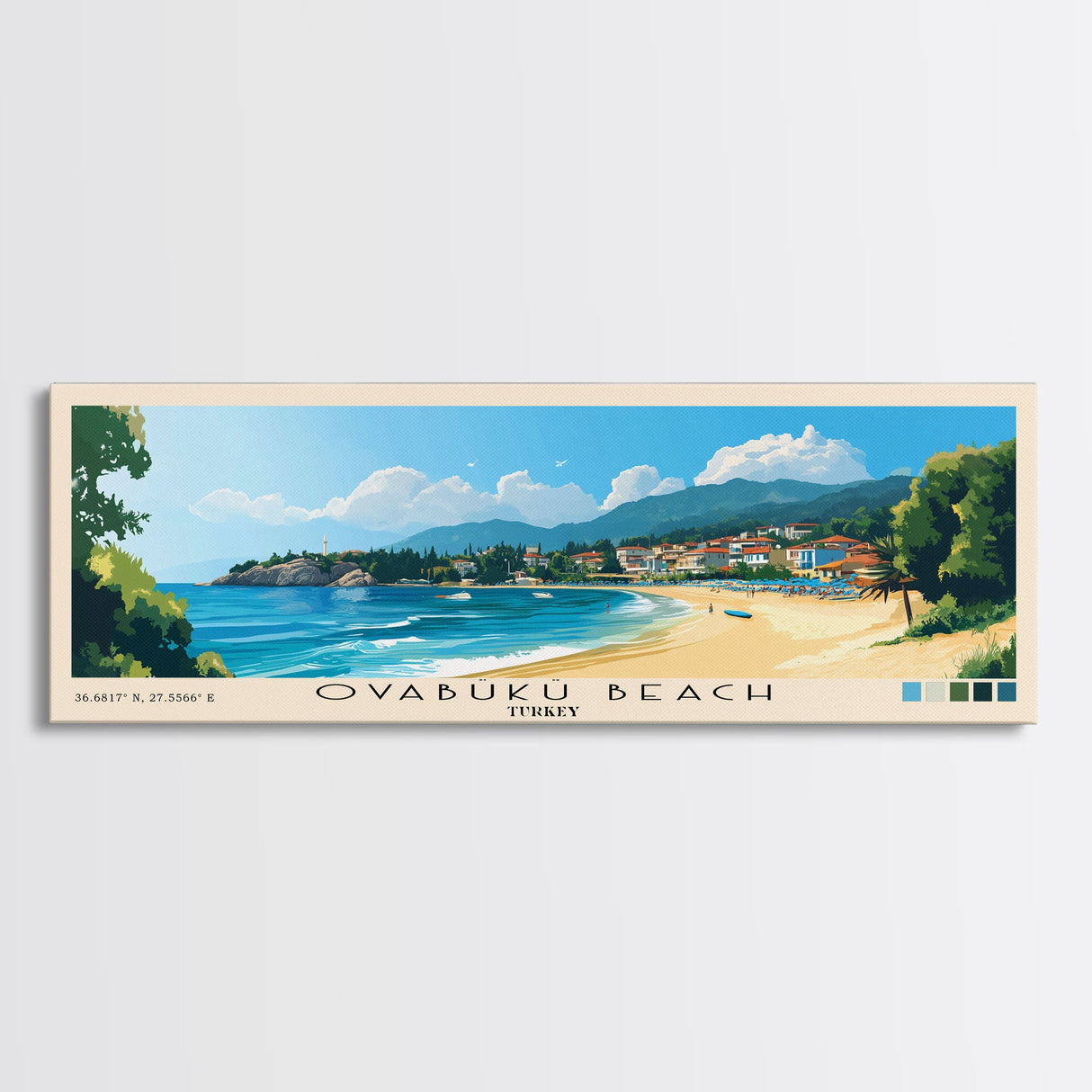 Ovabükü Beach, Turkey Panoramic Print, Vacation Gift, Turkey Wall Art, Vacation Wall Art, Vacatation Memories, Beach Decor, Beach Or Lakehouse Art