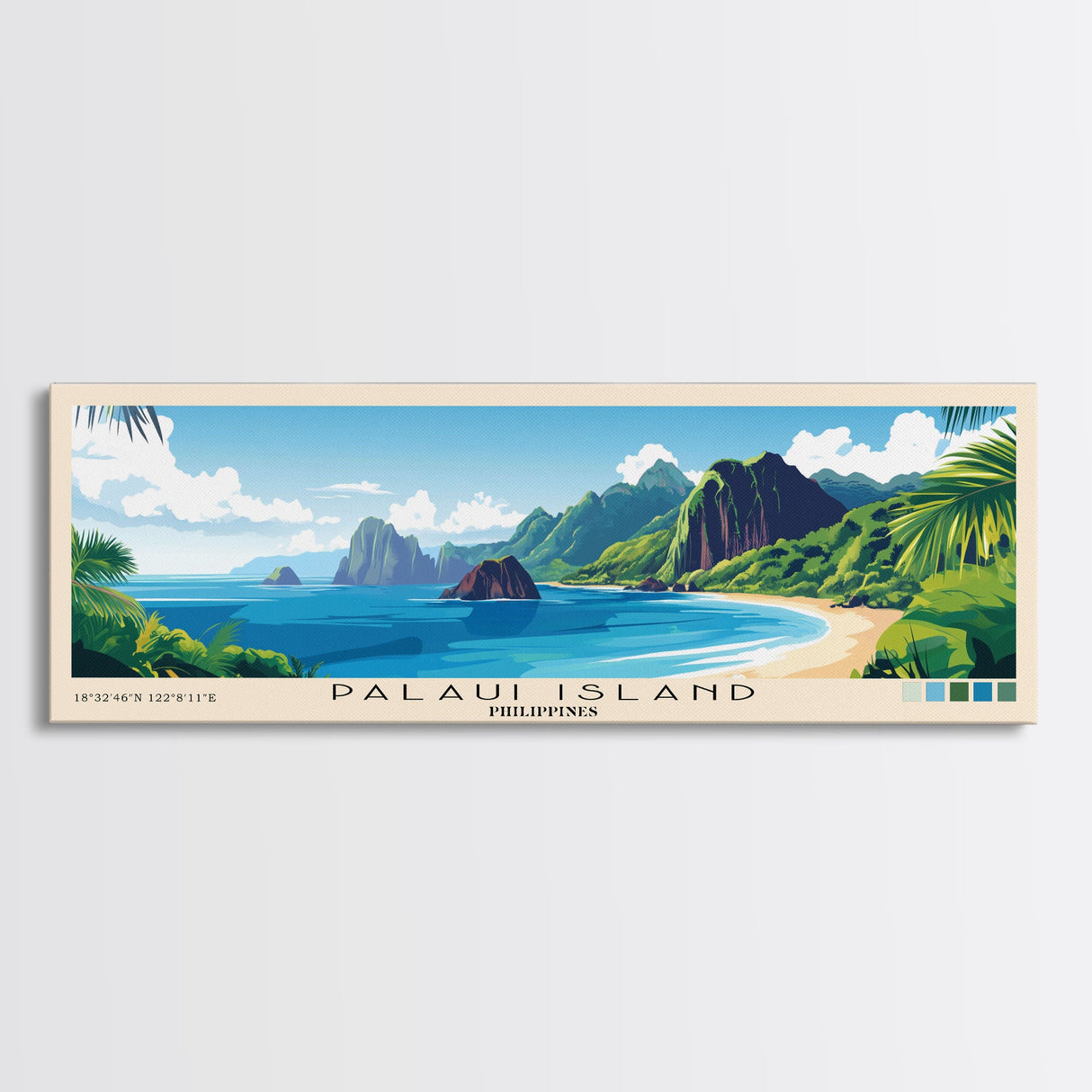 Palaui Island, Philippines Panoramic Print, Vacation Gift, Philippines Wall Art, Beach Painting, Beach Decor, Beach Or Lakehouse Art