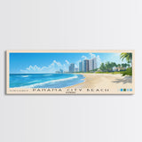 Panama City Beach, Florida Panoramic Print, Vacation Gift, Florida Wall Art, Beach Painting, Beach Decor, Large Wall Art, Wood Frame Art