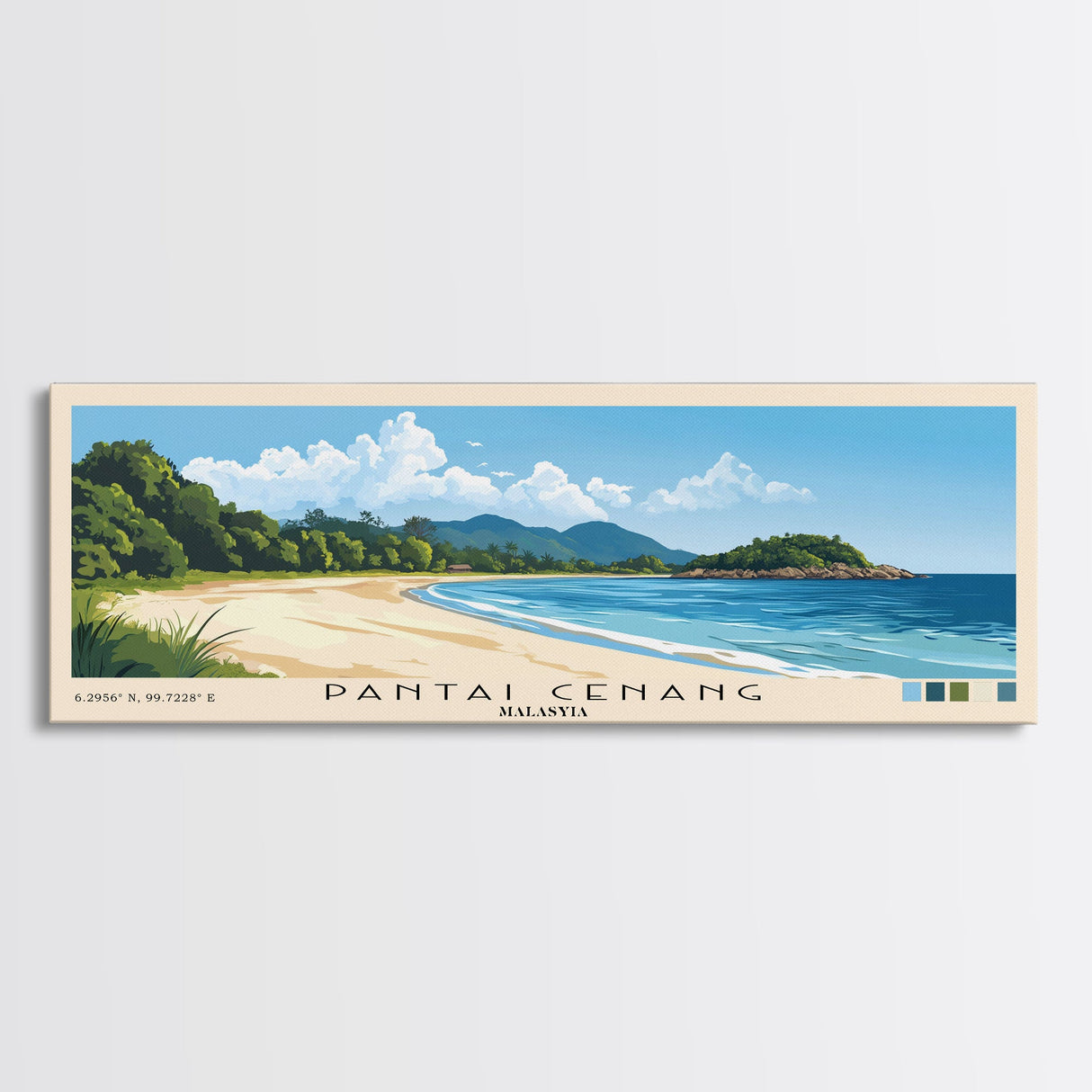 Pantai Cenang, Malasyia Panoramic Print, Vacation Gift, Malasyia Wall Art, Vacation Wall Art, Vacatation Memories, Beach Decor, Beach Or Lakehouse Art