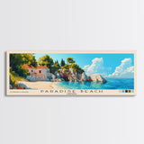 Paradise Beach, Croatia Panoramic Print, Vacation Gift, Croatia Wall Art, Beach Painting, Beach Decor, Large Wall Art, Wood Frame Art