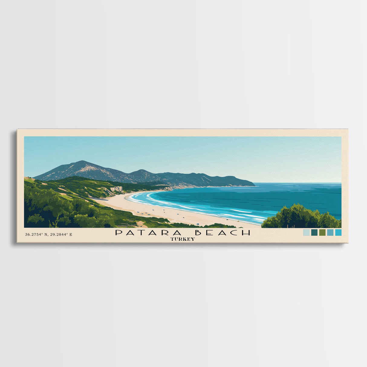 Patara Beach, Turkey Panoramic Print, Vacation Gift, Turkey Wall Art, Beach Painting, Beach Decor, Beach Or Lakehouse Art