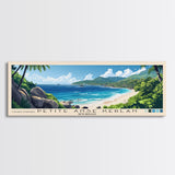 Petite Anse Kerlan, Seychelles Panoramic Beach Print, Vacation Gift, Seychelles Wall Art, Framed Canvas Print, Framed Beach Painting