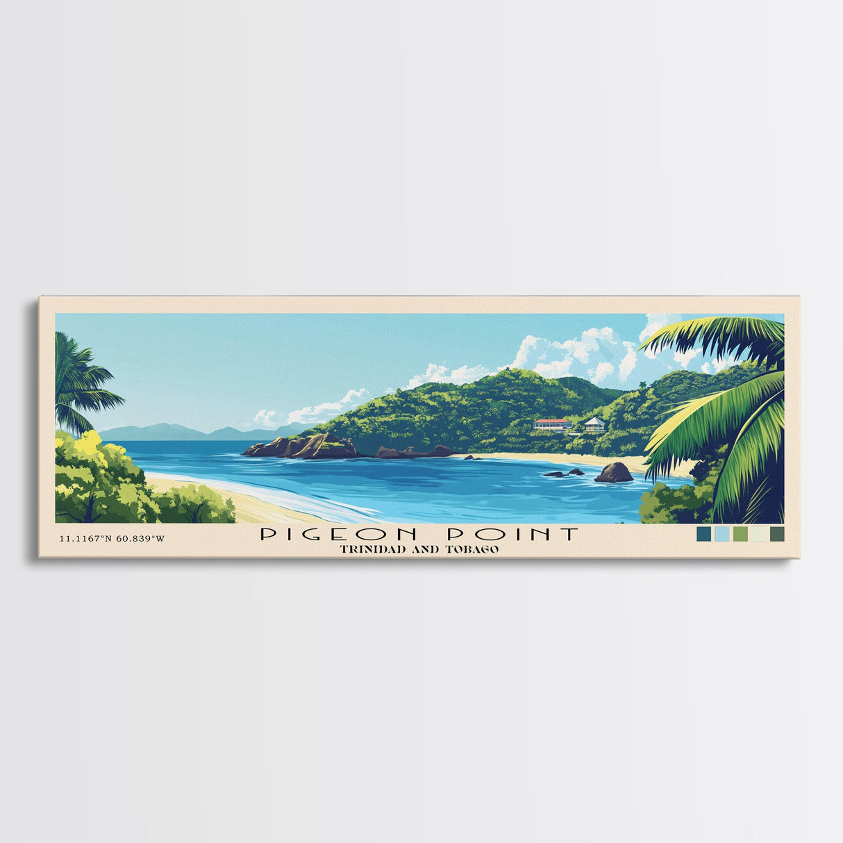 Pigeon Point, Trinidad and Tobago Panoramic Print, Vacation Gift, Trinidad and Tobago Wall Art, Vacation Wall Art, Vacatation Memories, Beach Decor, Beach Or Lakehouse Art