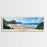 Piha Beach, New Zealand Panoramic Print, Vacation Gift, New Zealand Wall Art, Beach Painting, Beach Decor, Beach Or Lakehouse Art