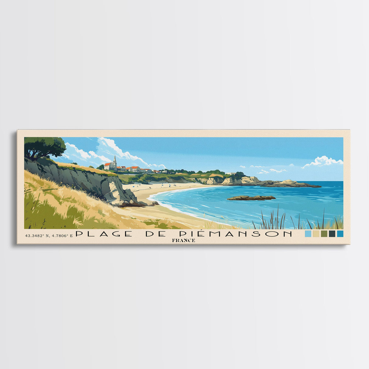 Plage de Piémanson, France Panoramic Print, Vacation Gift, France Wall Art, Beach Painting, Beach Decor, Beach Or Lakehouse Art