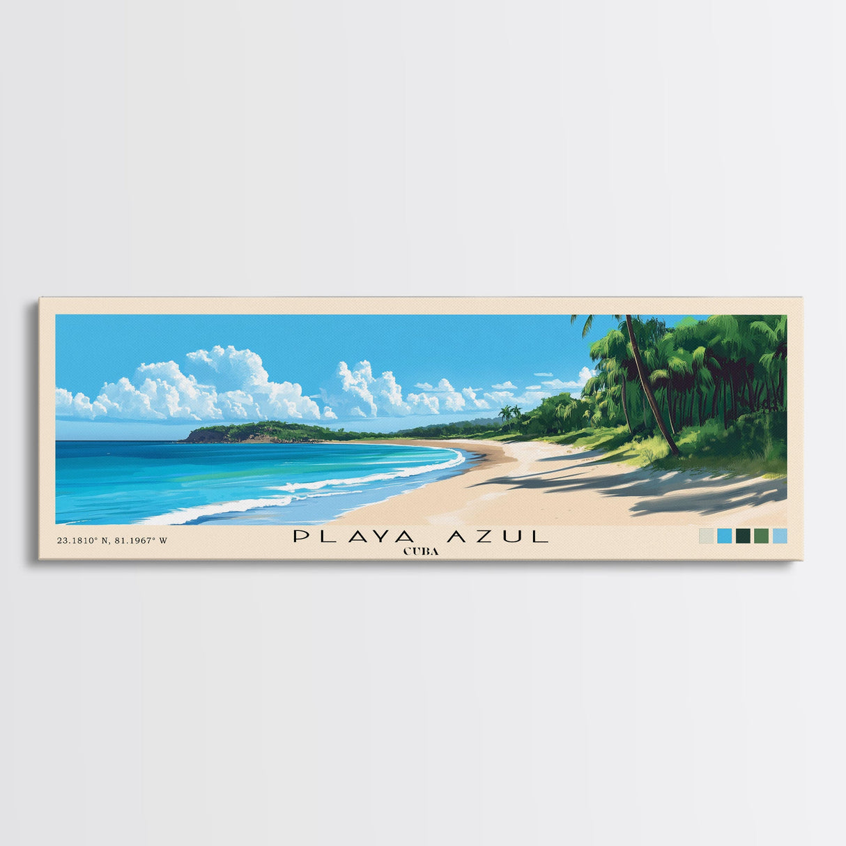 Playa Azul, Cuba Panoramic Print, Vacation Gift, Cuba Wall Art, Vacation Wall Art, Vacatation Memories, Beach Decor, Beach Or Lakehouse Art