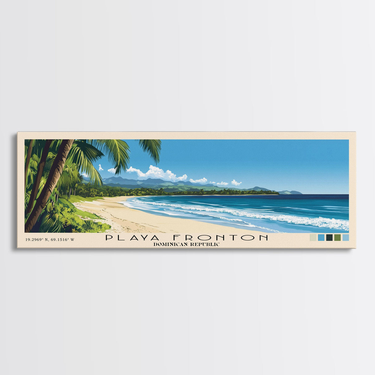 Playa Fronton, Dominican Republic Panoramic Print, Vacation Gift, Dominican Republic Wall Art, Beach Painting, Beach Decor, Beach Or Lakehouse Art