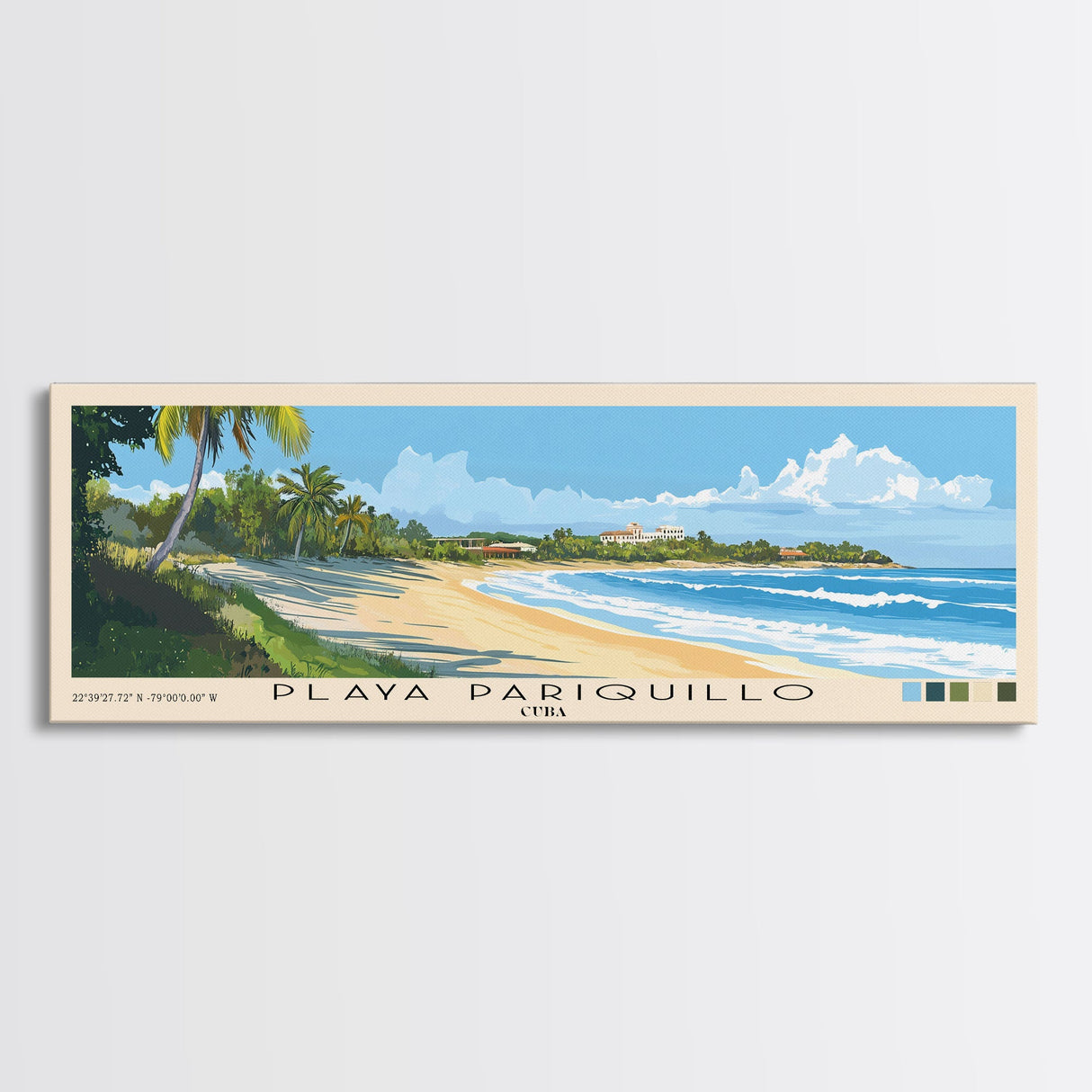 Playa Pariquillo, Cuba Panoramic Print, Vacation Gift, Cuba Wall Art, Beach Painting, Beach Decor, Beach Or Lakehouse Art