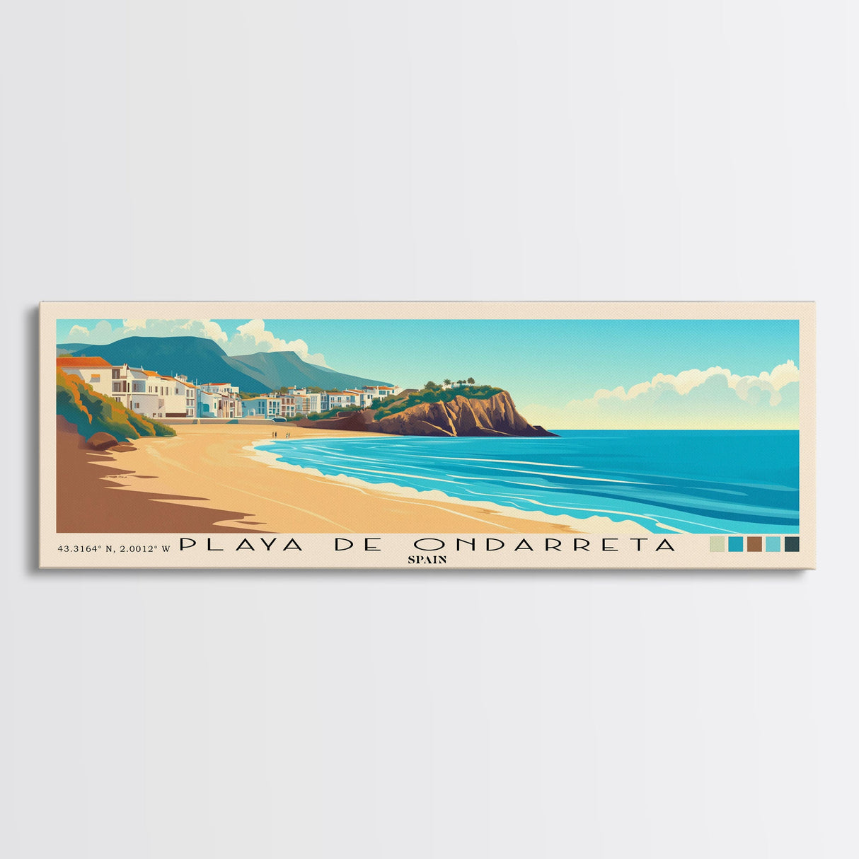 Playa de Ondarreta, Spain Panoramic Print, Vacation Gift, Spain Wall Art, Vacation Wall Art, Vacatation Memories, Beach Decor, Beach Or Lakehouse Art