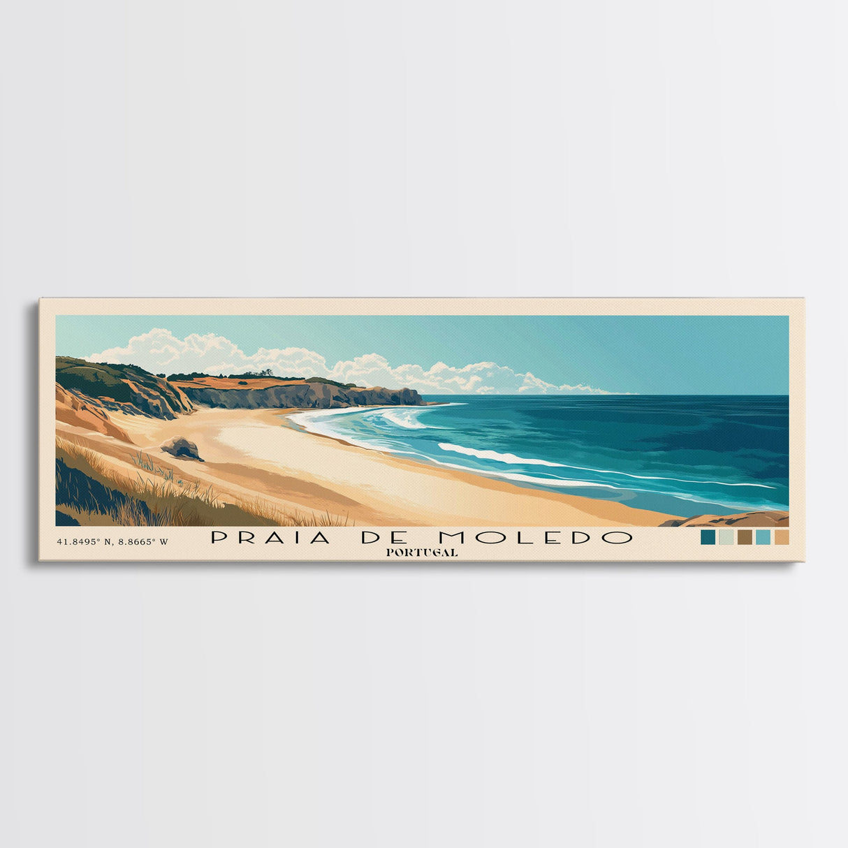 Praia de Moledo, Portugal Panoramic Print, Vacation Gift, Portugal Wall Art, Vacation Wall Art, Vacatation Memories, Beach Decor, Beach Or Lakehouse Art