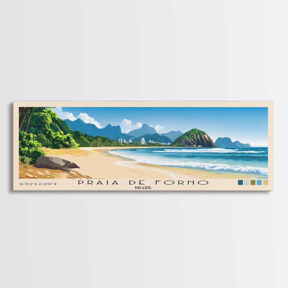 Praia de Forno, Brazil Panoramic Print, Vacation Gift, Brazil Wall Art, Beach Painting, Beach Decor, Large Wall Art, Wood Frame Art