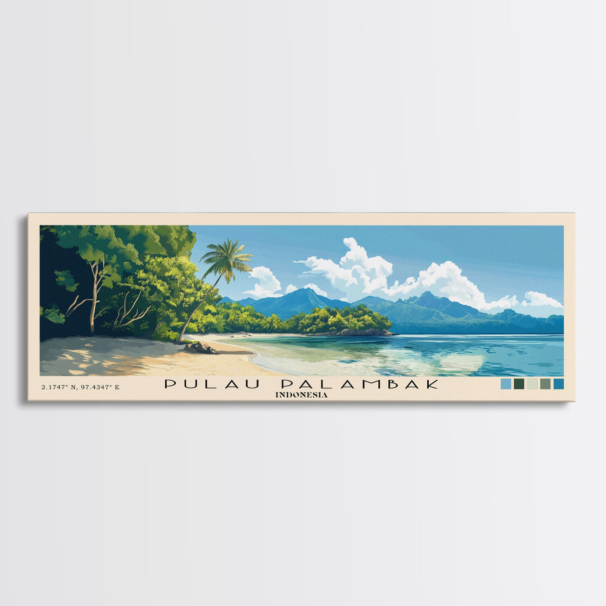 Pulau Palambak, Indonesia Panoramic Print, Vacation Gift, Indonesia Wall Art, Beach Painting, Beach Decor, Beach Or Lakehouse Art