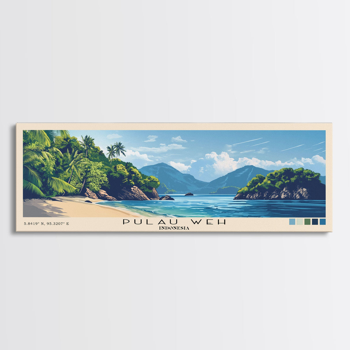 Pulau Weh, Indonesia Panoramic Print, Vacation Gift, Indonesia Wall Art, Beach Painting, Beach Decor, Large Wall Art, Wood Frame Art