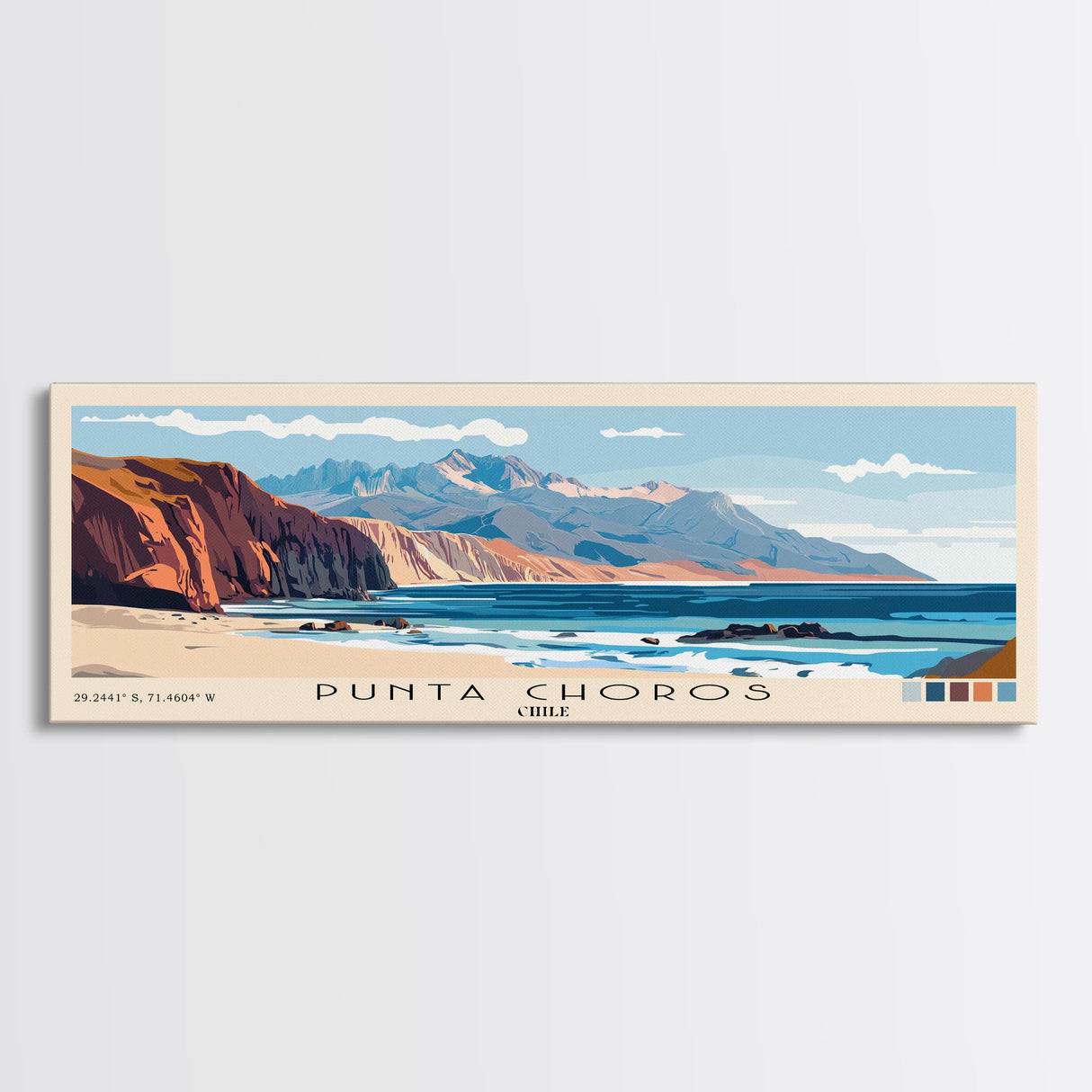 Punta Choros, Chile Panoramic Print, Vacation Gift, Chile Wall Art, Beach Painting, Beach Decor, Beach Or Lakehouse Art