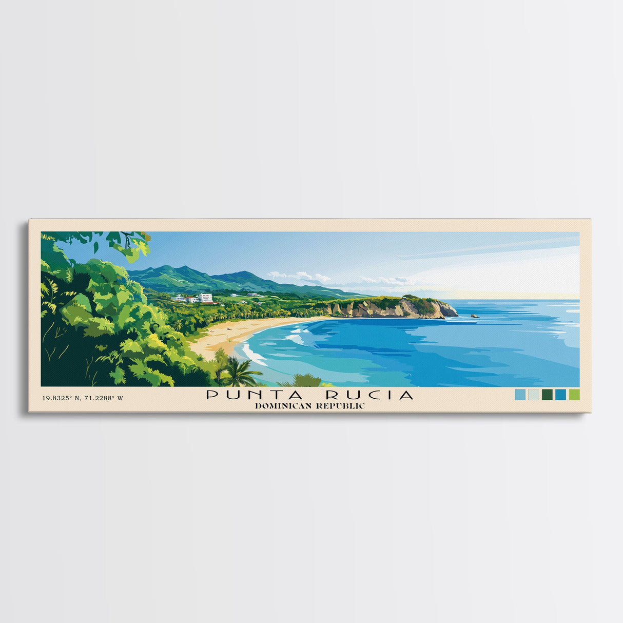 Punta Rucia, Dominican Republic Panoramic Beach Print, Vacation Gift, Dominican Republic Wall Art, Framed Canvas Print, Framed Beach Painting