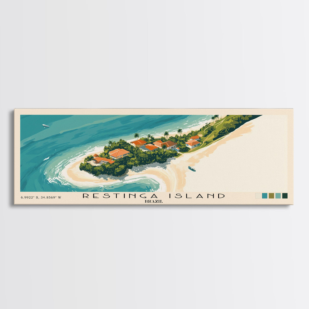 Restinga Island, Brazil Panoramic Print, Vacation Gift, Brazil Wall Art, Beach Painting, Beach Decor, Beach Or Lakehouse Art