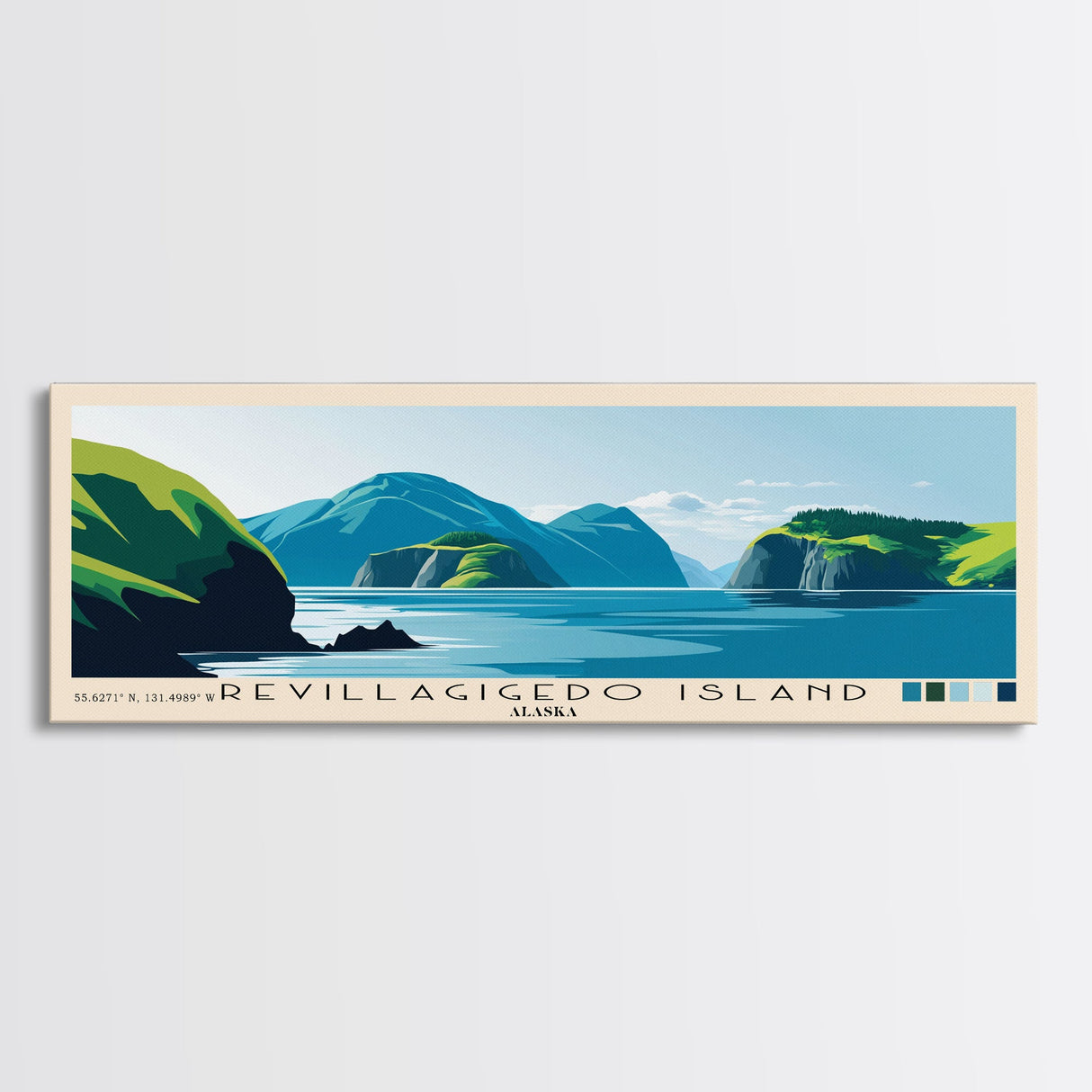 Revillagigedo Island, Alaska Panoramic Print, Vacation Gift, Alaska Wall Art, Beach Painting, Beach Decor, Large Wall Art, Wood Frame Art