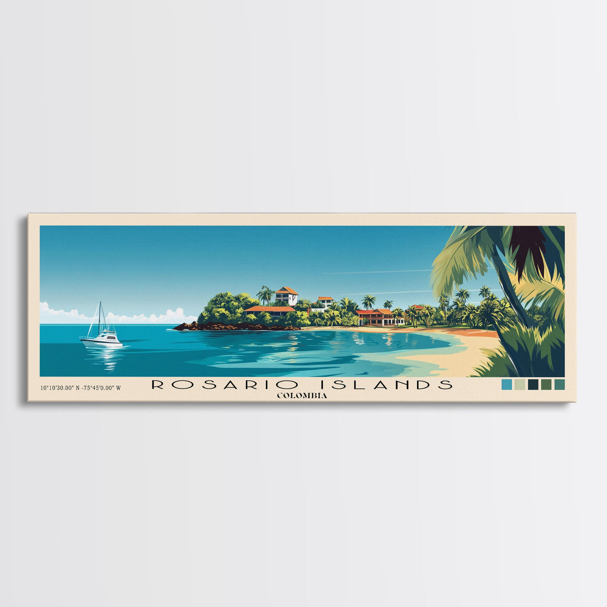 Rosario Islands, Colombia Panoramic Print, Vacation Gift, Colombia Wall Art, Vacation Wall Art, Vacatation Memories, Beach Decor, Beach Or Lakehouse Art