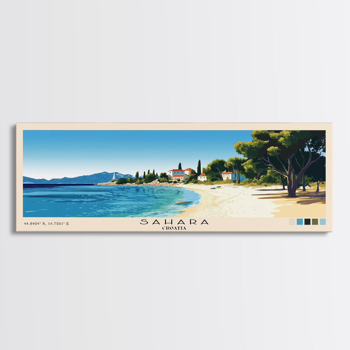 Sahara, Croatia Panoramic Print, Vacation Gift, Croatia Wall Art, Vacation Wall Art, Vacatation Memories, Beach Decor, Beach Or Lakehouse Art