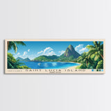 Saint Lucia Island, Saint Lucia Panoramic Print, Vacation Gift, Saint Lucia Wall Art, Beach Painting, Beach Decor, Beach Or Lakehouse Art