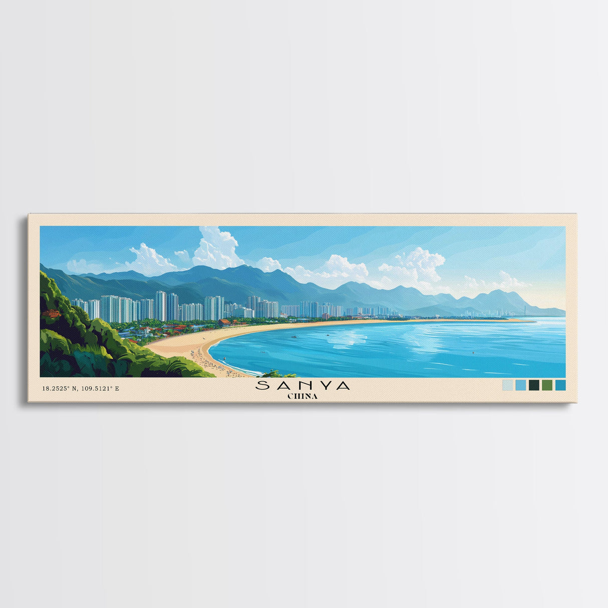 Sanya, China Panoramic Print, Vacation Gift, China Wall Art, Beach Painting, Beach Decor, Beach Or Lakehouse Art