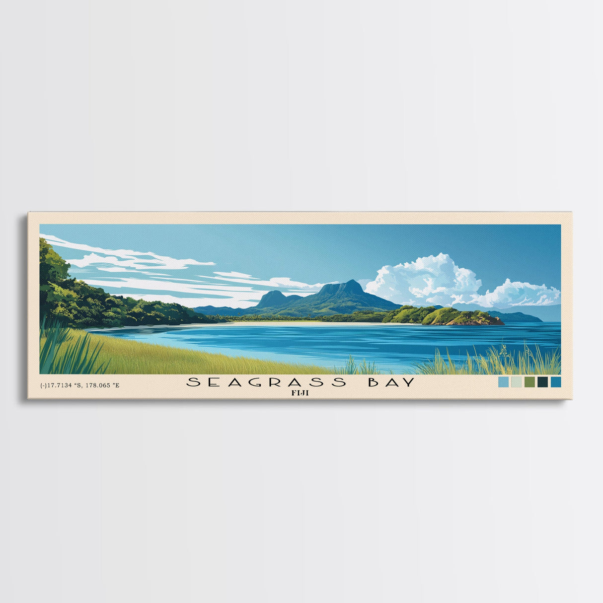 Seagrass Bay, Fiji Panoramic Print, Vacation Gift, Fiji Wall Art, Vacation Wall Art, Vacatation Memories, Beach Decor, Beach Or Lakehouse Art