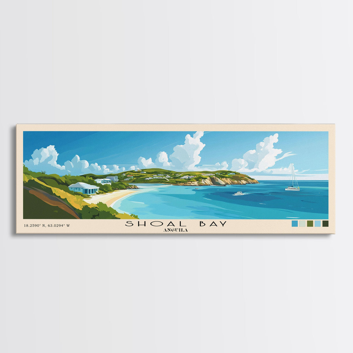 Shoal Bay, Anguila Panoramic Print, Vacation Gift, Anguila Wall Art, Vacation Wall Art, Vacatation Memories, Beach Decor, Beach Or Lakehouse Art