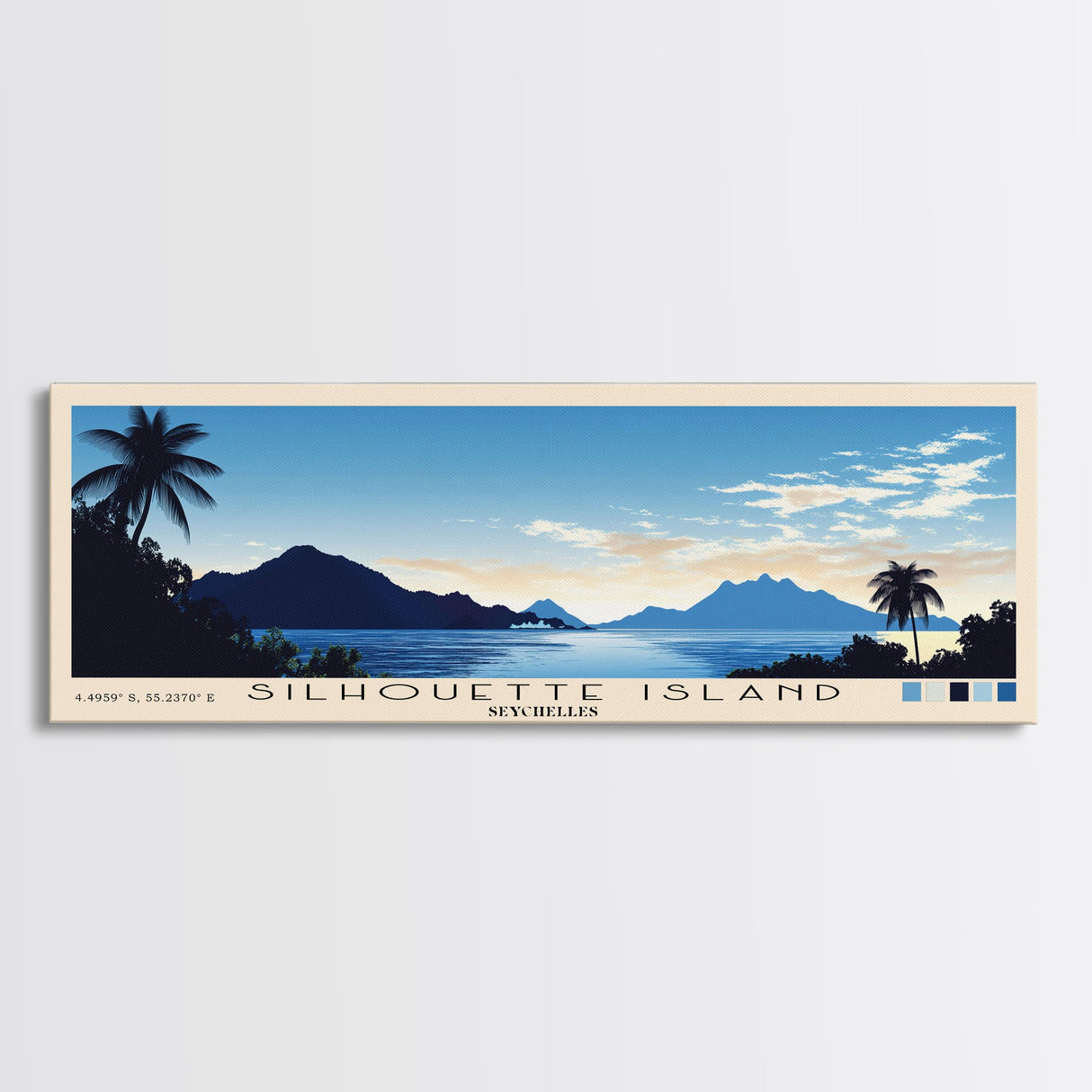 Silhouette Island, Seychelles Panoramic Print, Vacation Gift, Seychelles Wall Art, Beach Painting, Beach Decor, Beach Or Lakehouse Art