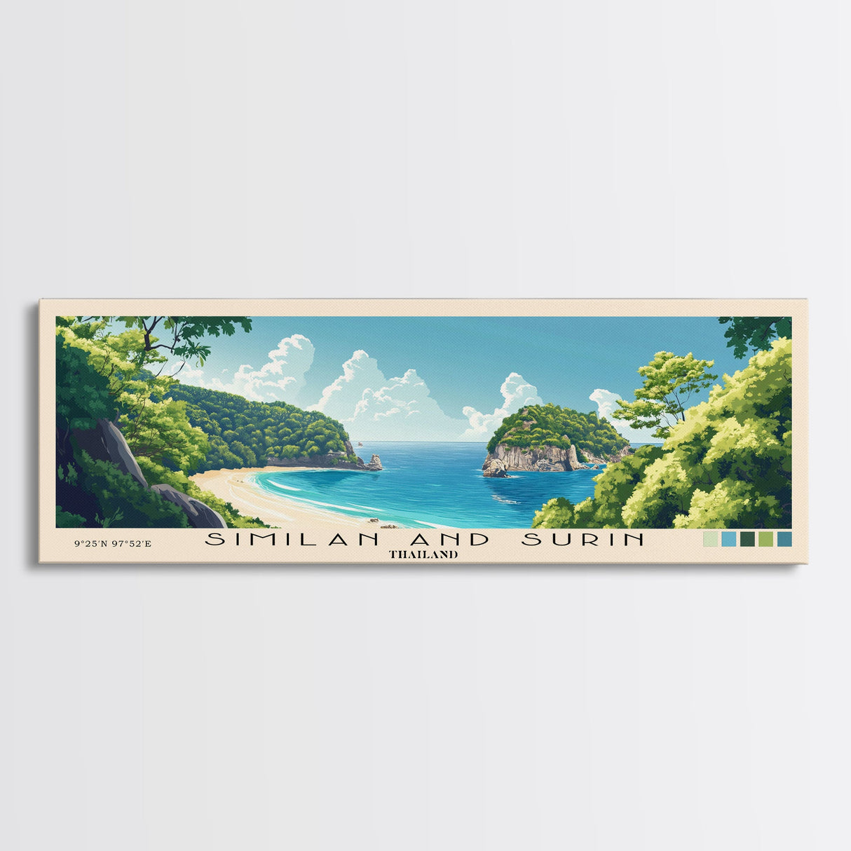 Similan and Surin, Thailand Panoramic Print, Vacation Gift, Thailand Wall Art, Vacation Wall Art, Vacatation Memories, Beach Decor, Beach Or Lakehouse Art