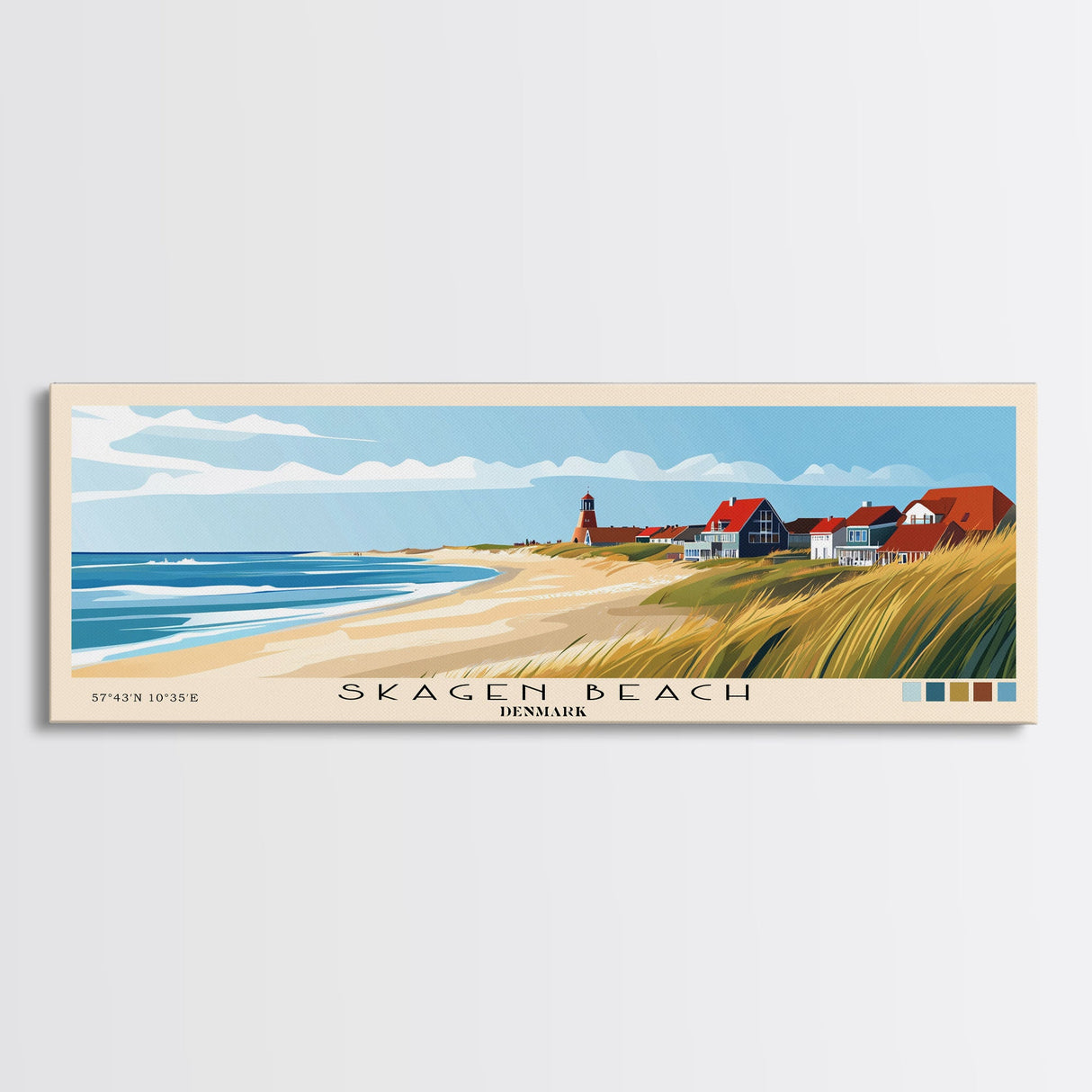 Skagen Beach, Denmark Panoramic Beach Print, Vacation Gift, Denmark Wall Art, Beach Painting, Beach Decor, Beach Painting