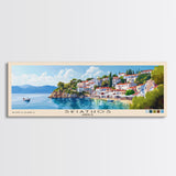 Skiathos, Greece Panoramic Beach Print, Vacation Gift, Greece Wall Art, Framed Canvas Print, Framed Beach Painting