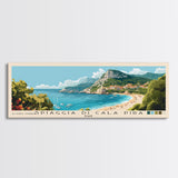 Spiaggia di Cala Pira, Italy Panoramic Beach Print, Vacation Gift, Italy Wall Art, Framed Canvas Print, Framed Beach Painting