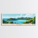 St. John, US Virgin Islands, United States Panoramic Beach Print, Vacation Gift, United States Wall Art, Framed Canvas Print, Framed Beach Painting