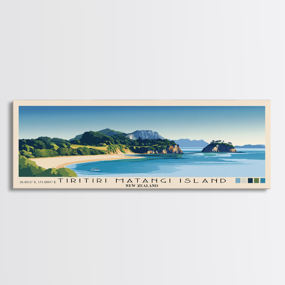 Tiritiri Matangi Island, New Zealand Panoramic Print, Vacation Gift, New Zealand Wall Art, Beach Painting, Beach Decor, Beach Or Lakehouse Art