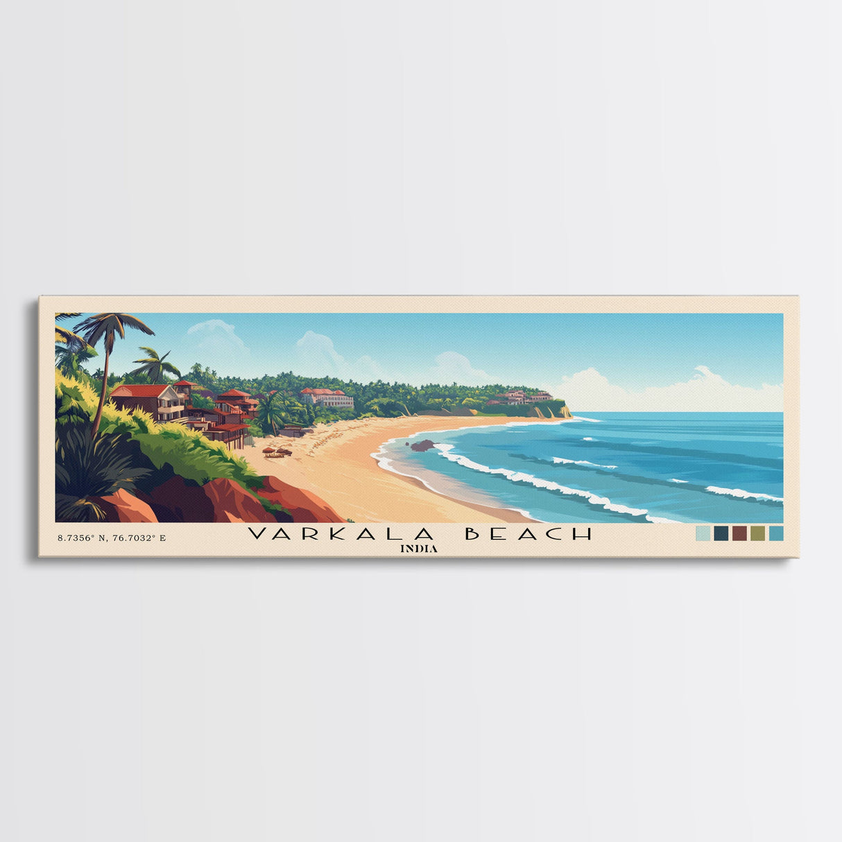 Varkala Beach, India Panoramic Print, Vacation Gift, India Wall Art, Vacation Wall Art, Vacatation Memories, Beach Decor, Beach Or Lakehouse Art