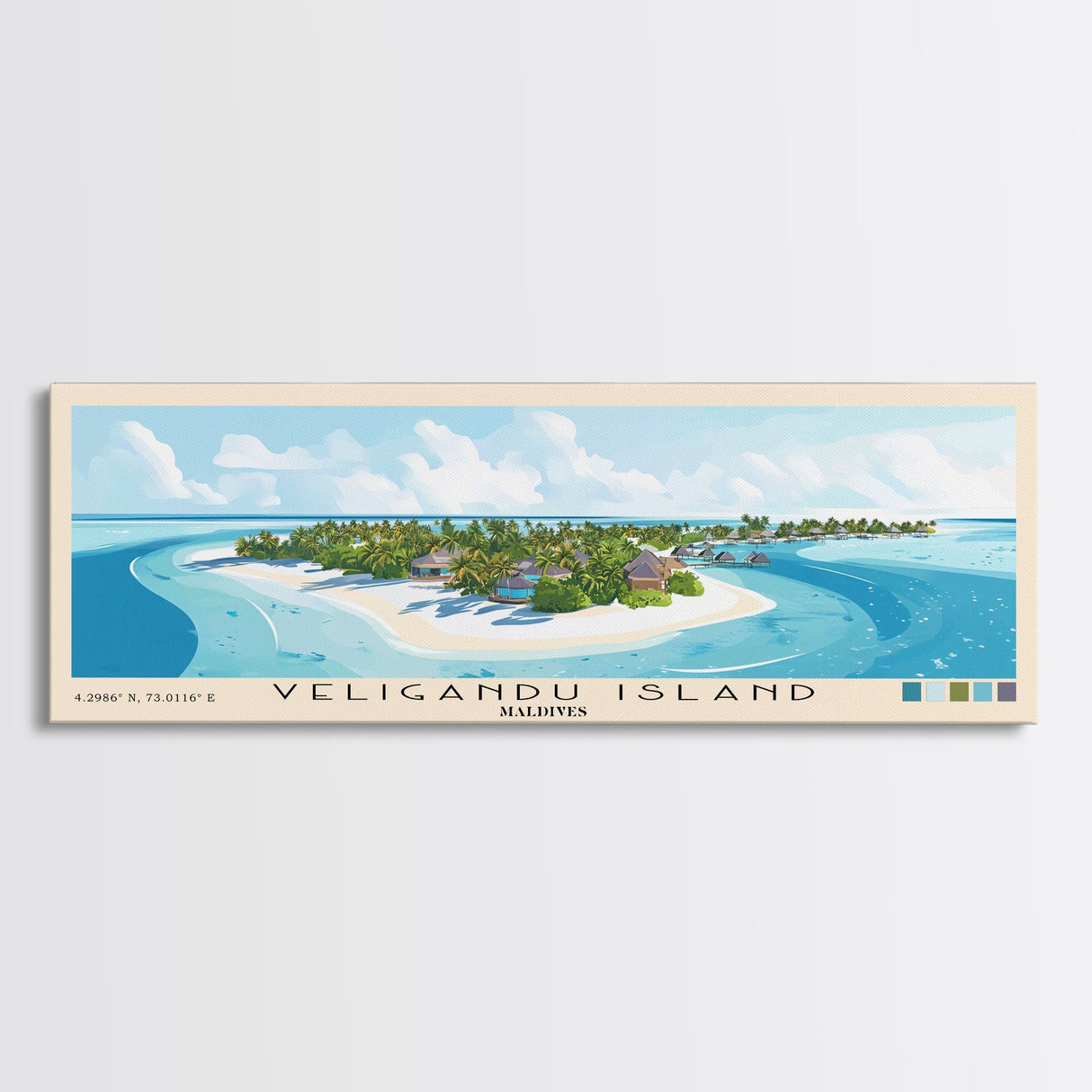 Veligandu Island, Maldives Panoramic Beach Print, Vacation Gift, Maldives Wall Art, Beach Painting, Beach Decor, Beach Painting