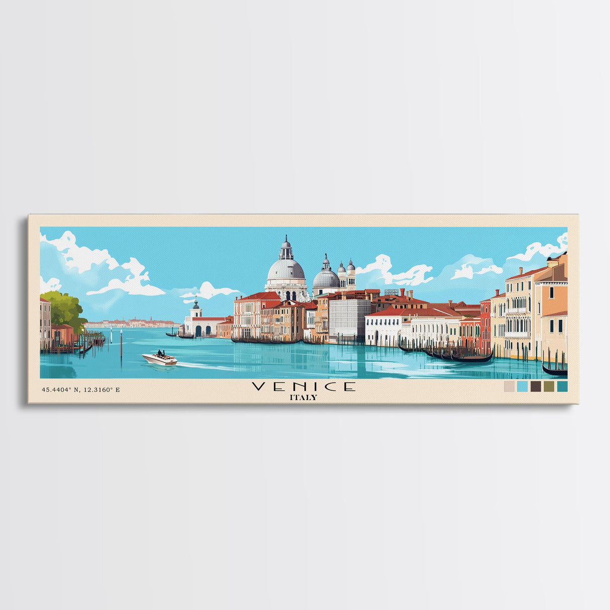 Venice, Italy Panoramic Beach Print, Vacation Gift, Italy Wall Art, Framed Canvas Print, Framed Beach Painting