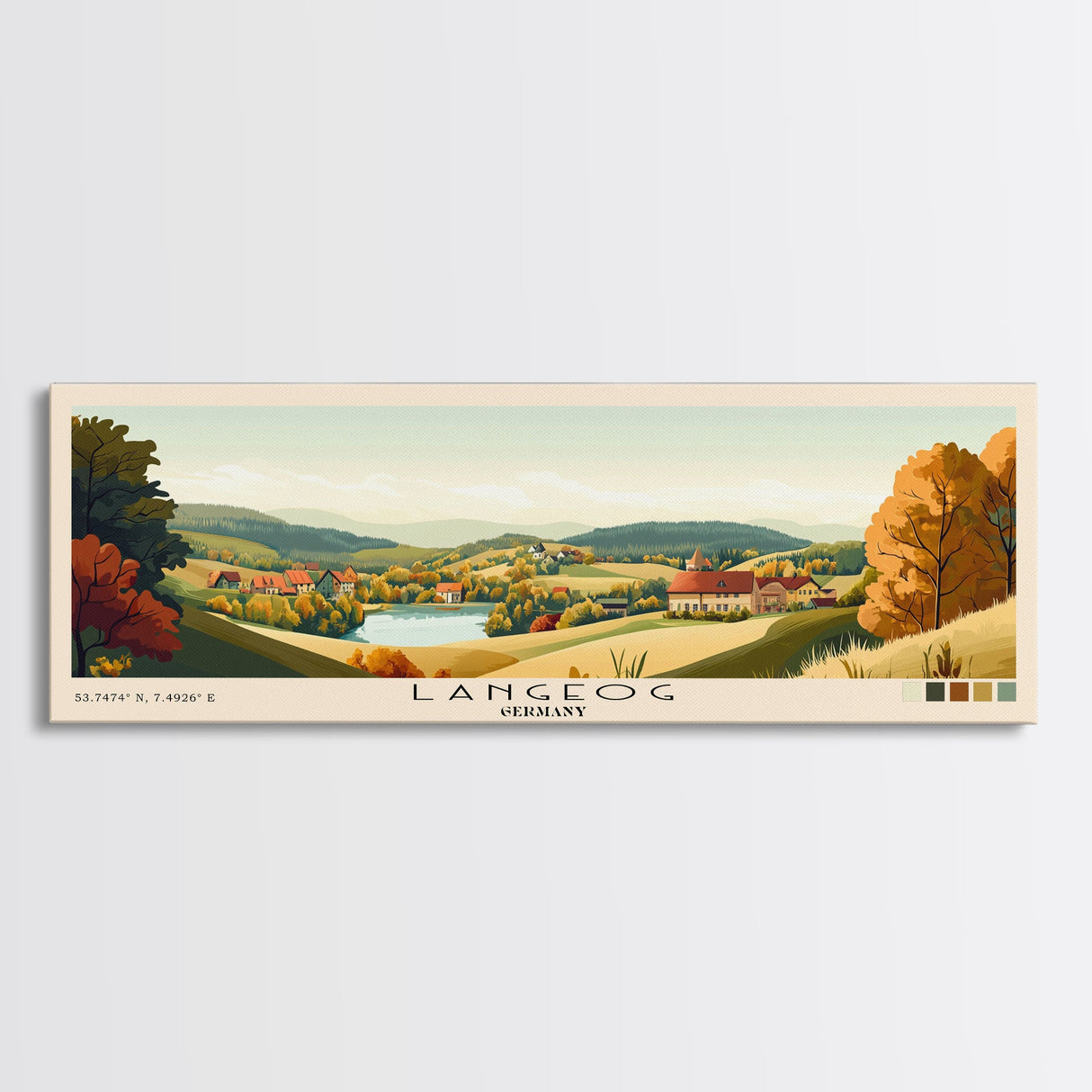 langeog, Germany Panoramic Beach Print, Vacation Gift, Germany Wall Art, Framed Canvas Print, Framed Beach Painting