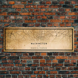 Panoramic Vintage Washington map print poster or framed canvas | Washington dc city map print poster canvas | Washington DC Canvas Art