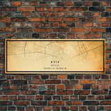 Old Panoramic Kyiv Ukraine City Map Wall Art Canvas Print, Vintage Style Kyiv Map, Framed Wall Art, Cool Kyiv Ukraine Wall Art, Office Art