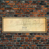 Panoramic Tulsa Map Art - Oklahoma - Custom City Streets Map Print -  University of Tulsa - Home Office Decor Map Decor Oklahoma Wall Art