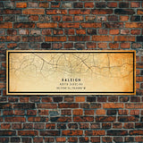 Panoramic Raleigh North Carolina map print poster or framed canvas, Raleigh map print poster canvas, city map Canvas print, Travel Art