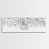 Panoramic Charlotte City Map, North Carolina Art, Map Print, Minimalist Wall Art, Canvas Art, Housewarming Gift, Street Map, Closing Gift