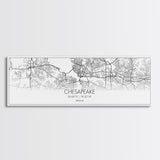 Panoramic Chesapeake City Map, Virginia Art, Map Print, Minimalist Wall Art, Canvas Art, Housewarming Gift, Street Map Art, Closing Gift