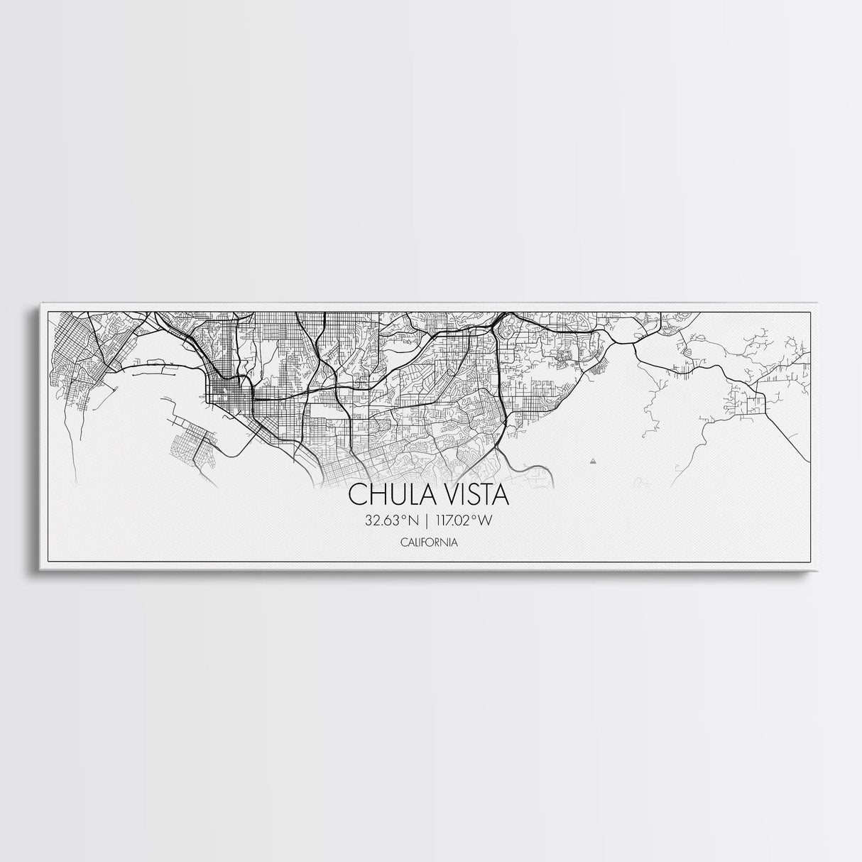 Panoramic Chula Vista City Map, California Art, Map Print, Minimalist Wall Art, Canvas Art, Housewarming Gift, Street Map Art, Closing Gift