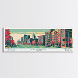 Chicago Illinois Panoramic Travel Poster Canvas Print